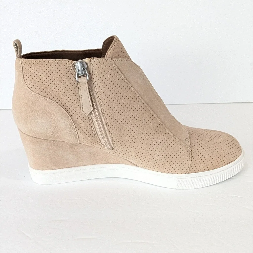 Linea Paolo FELICIA SUEDE Platform Wedge Sneaker Size‎ 8.5 Blush Side Zip Bootie